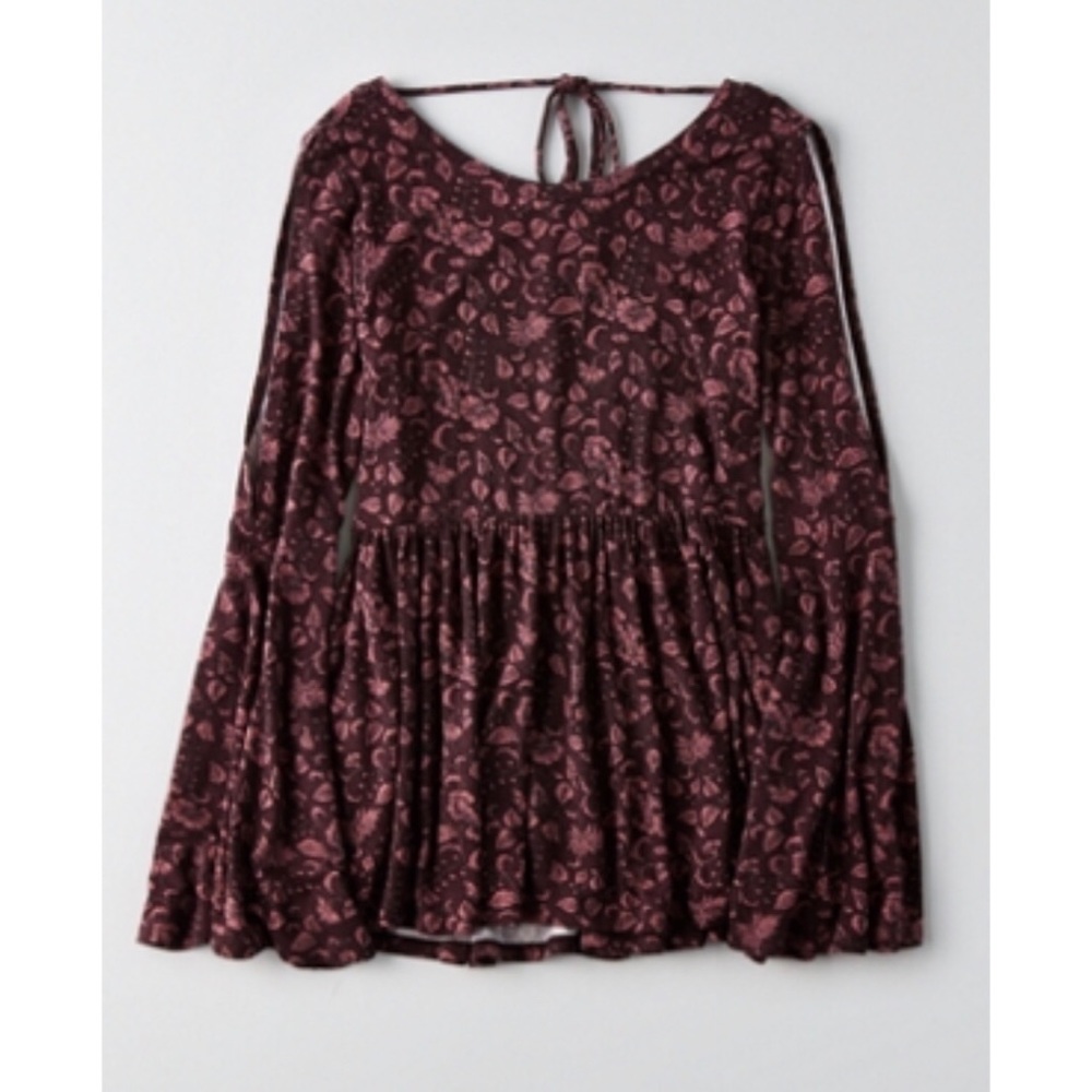 American Eagle Floral Peplum Tee Open Arms Size Small